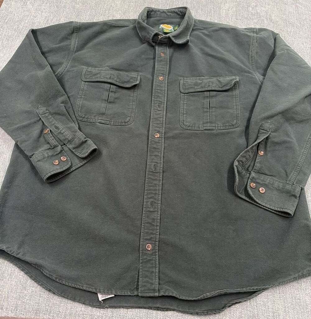 Cabela's Men's XL Tall Long Sleeve Button Down Flannel Shirt Green